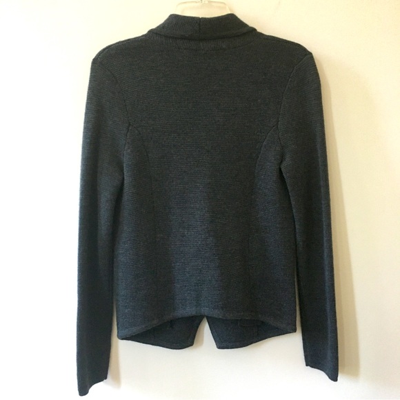 Ann Taylor LOFT Wool Blend Shawl Collar Charcoal Gray Cardigan - NWT - Sz. (SP) - Picture 2 of 6